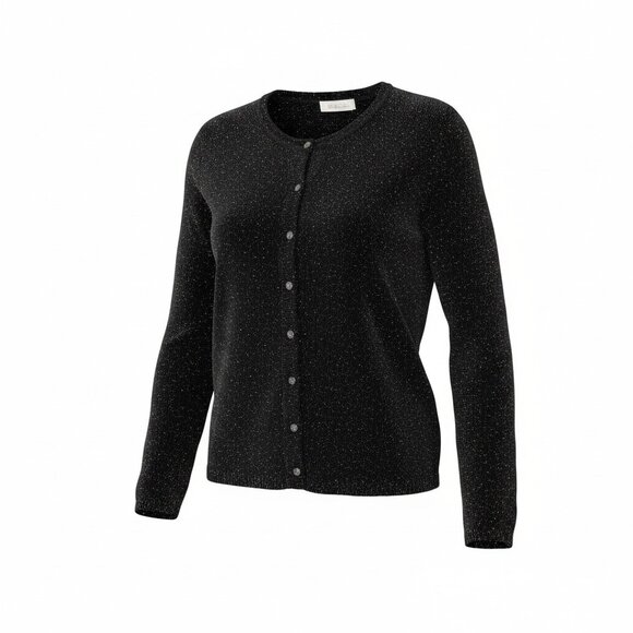 Talbots Sweaters - Talbots Sparkle‎ Metallic & Black Button Front Cardigan Sweater Size PM